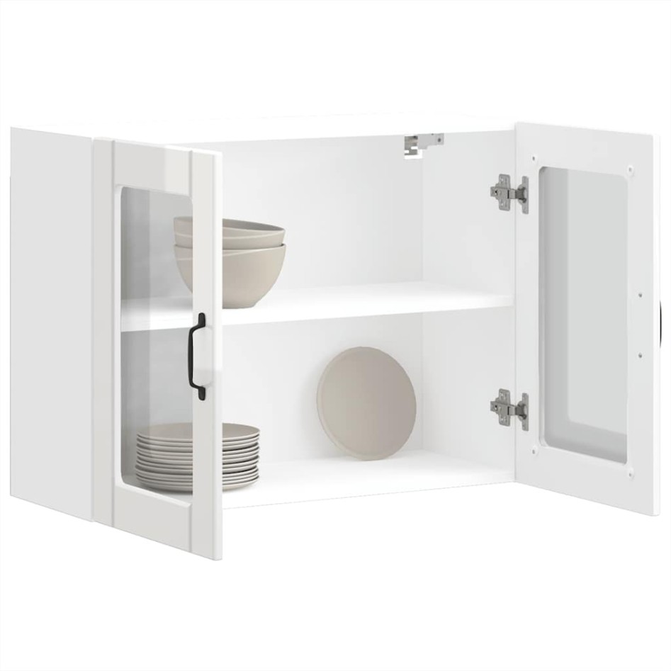 Armario pared cocina puerta cristal Lucca blanca alto