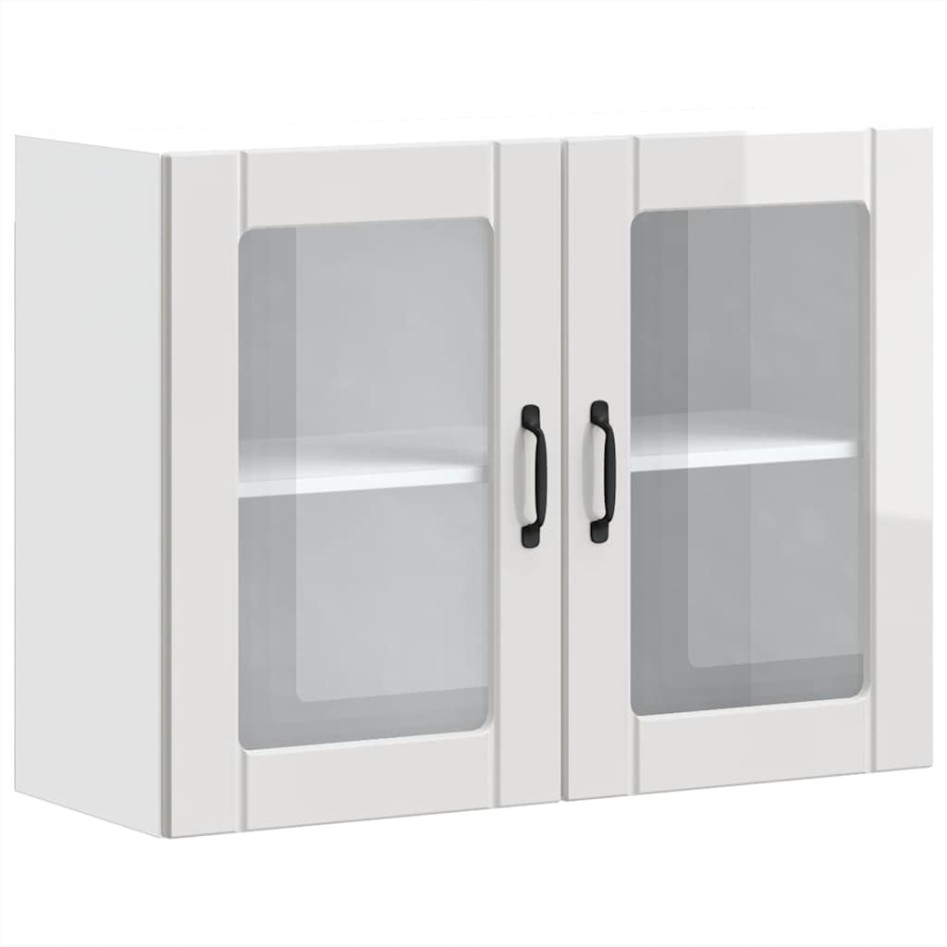 Armario pared cocina puerta cristal Lucca blanca alto