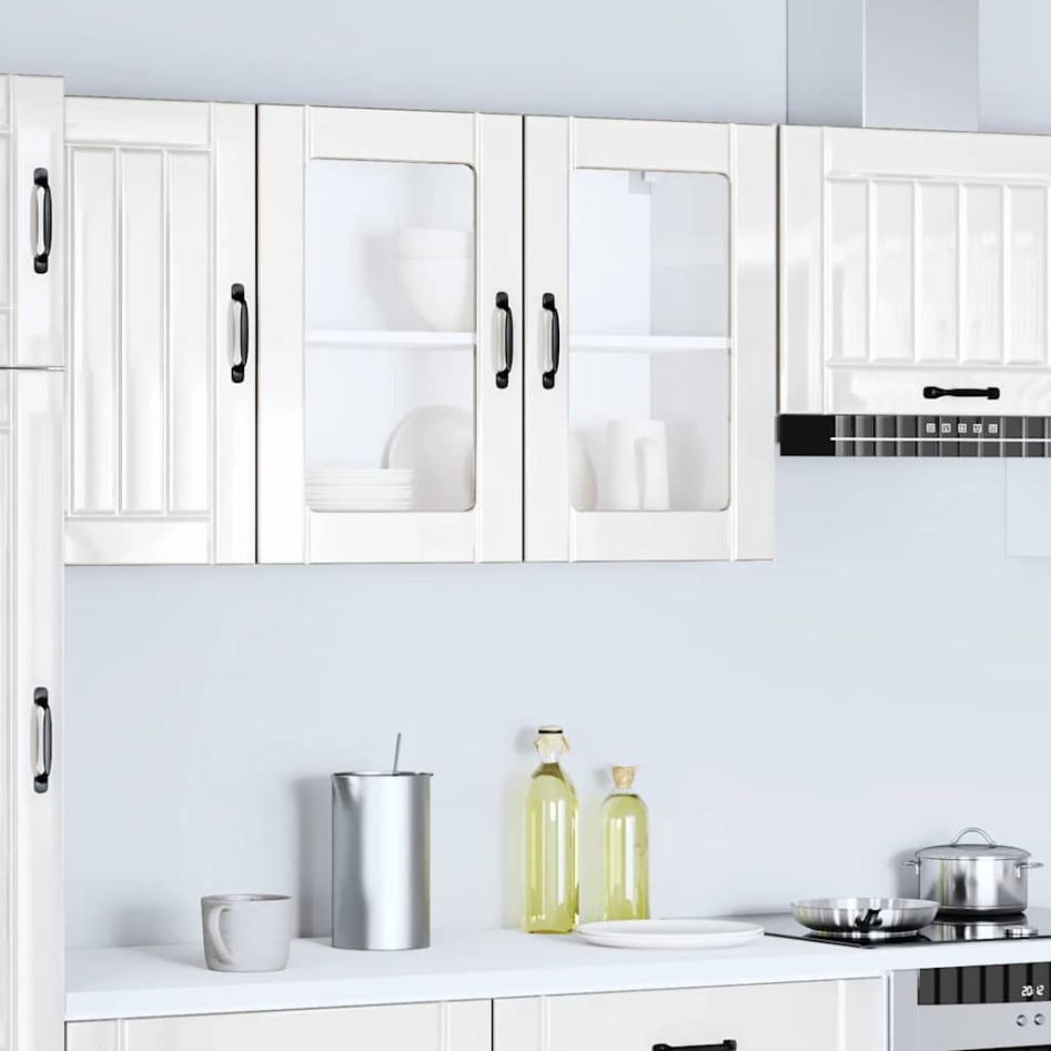 Armario pared cocina puerta cristal Lucca blanca alto