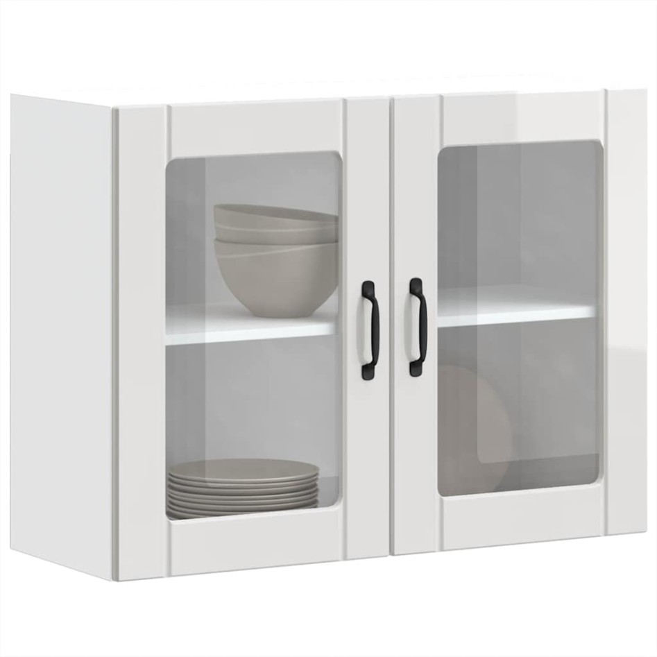 Armario pared cocina puerta cristal Lucca blanca alto