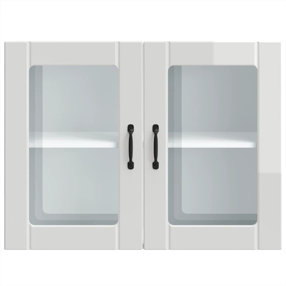 Armario pared cocina puerta cristal Lucca blanca alto