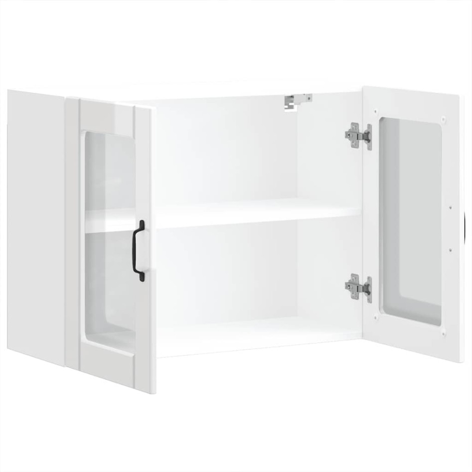 Armario pared cocina puerta cristal Lucca blanca alto