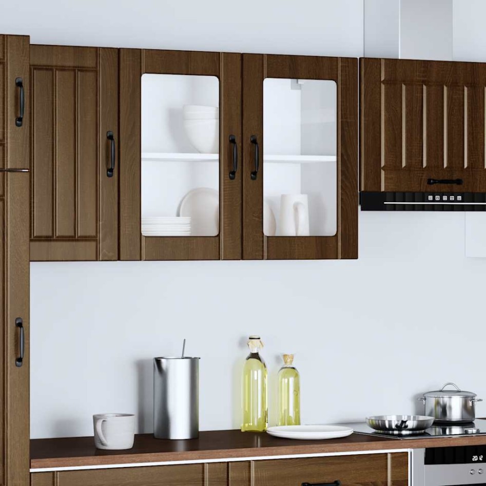 Armario pared cocina puerta de cristal Lucca roble