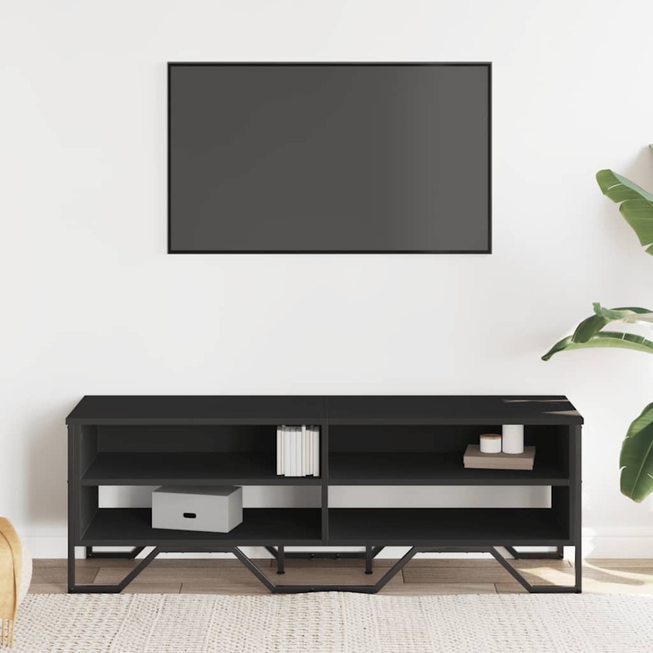 Mueble de TV madera de ingeniería negro 122x34x41