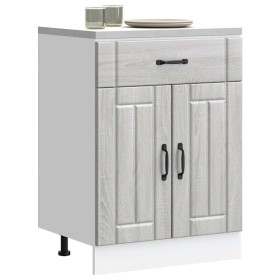 Mueble bajo de cocina Lucca madera contrachapada gris