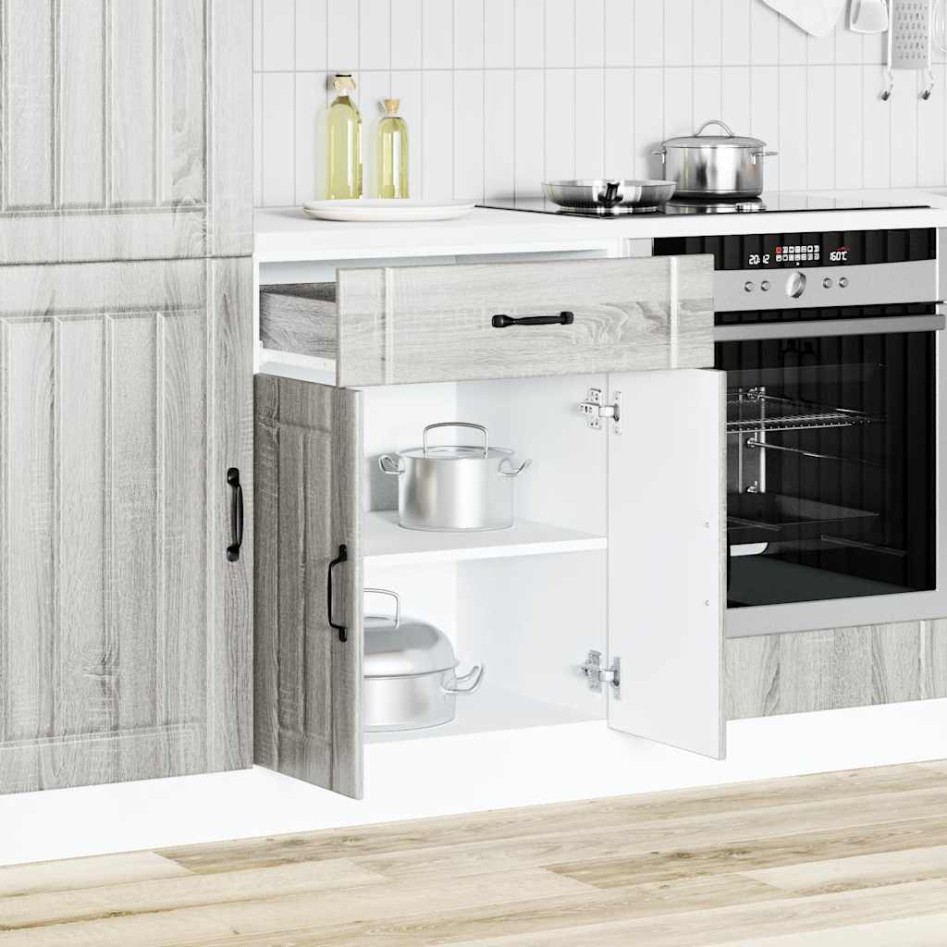 Mueble bajo de cocina Lucca madera contrachapada gris