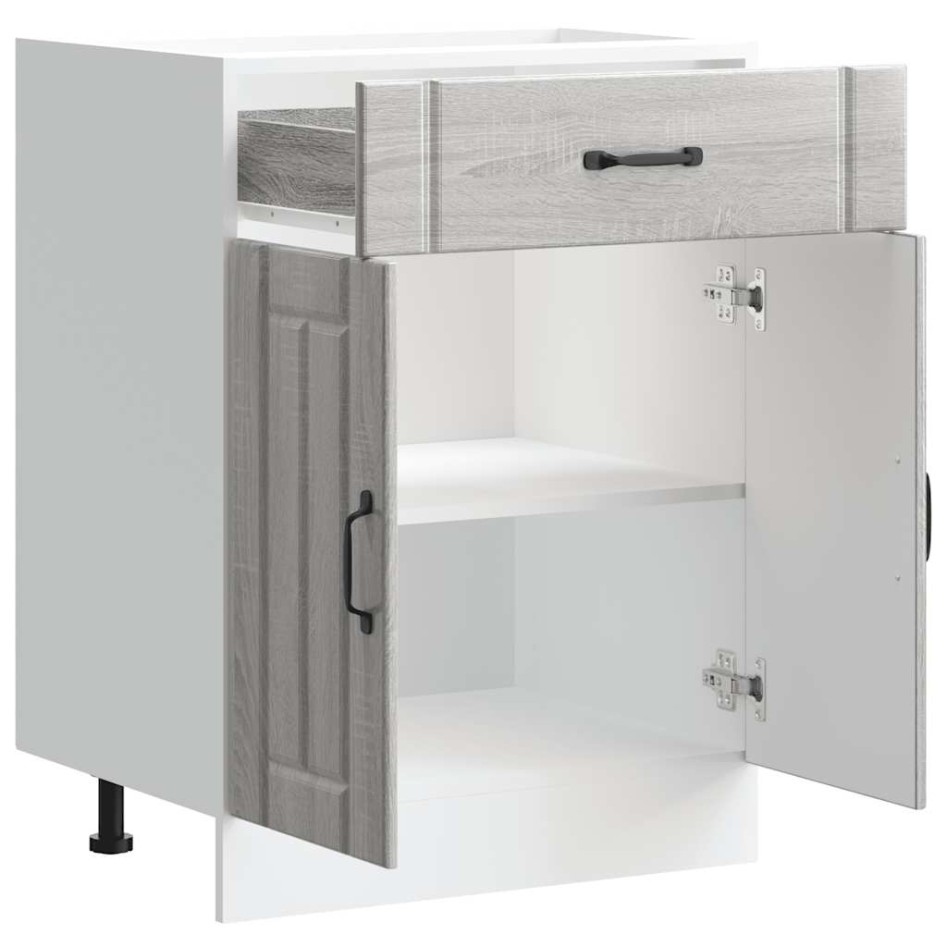 Mueble bajo de cocina Lucca madera contrachapada gris