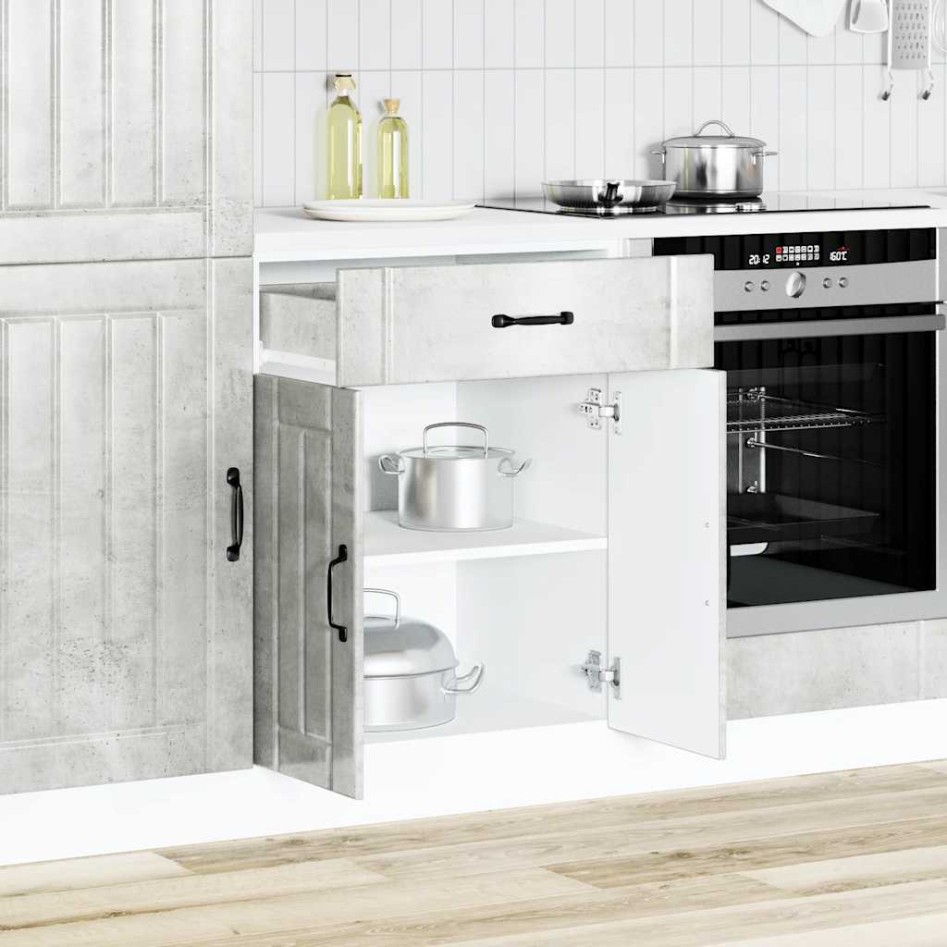 Mueble bajo de cocina Lucca madera contrachapada gris