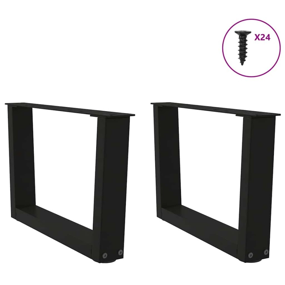 Patas para mesa de comedor forma V 2 uds negro 50x(30-31,3)