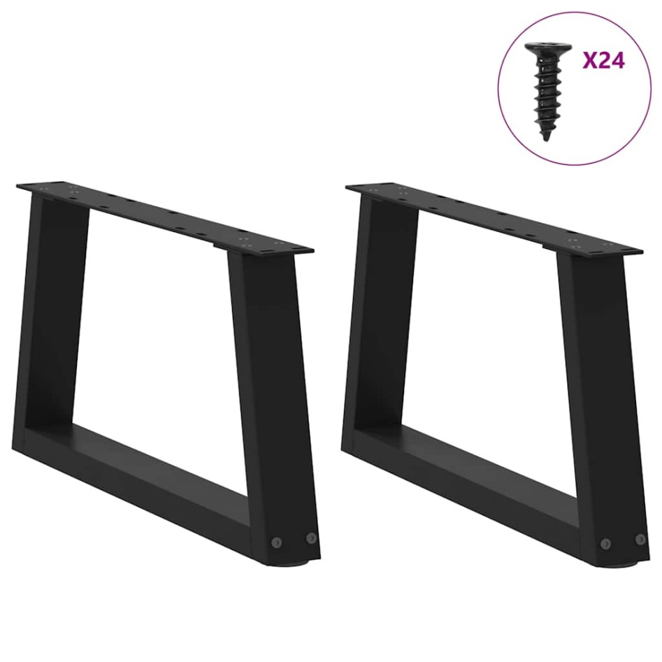 Patas para mesa de comedor forma V 2 uds negro 60x(30-31,3)