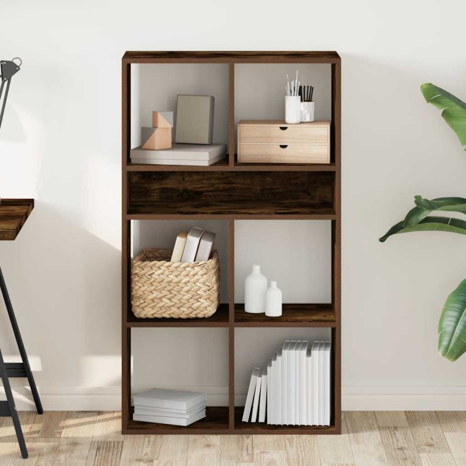 Estantería madera ingeniería color roble ahumado 66x31x112