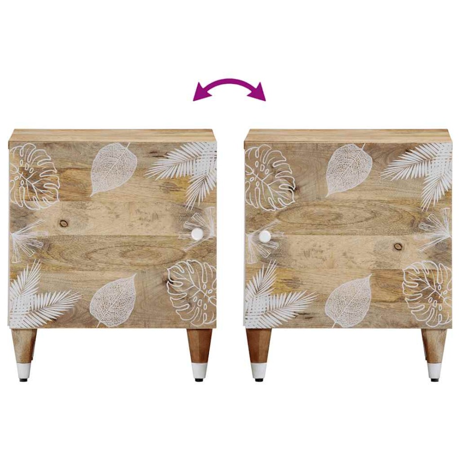 Mesita de noche de madera maciza de mango 40x33,5x46