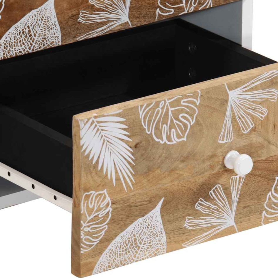 Mesita de noche de madera maciza de mango 40x33,5x46