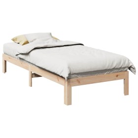 Estructura de cama sin colchón madera maciza de pino 90x200