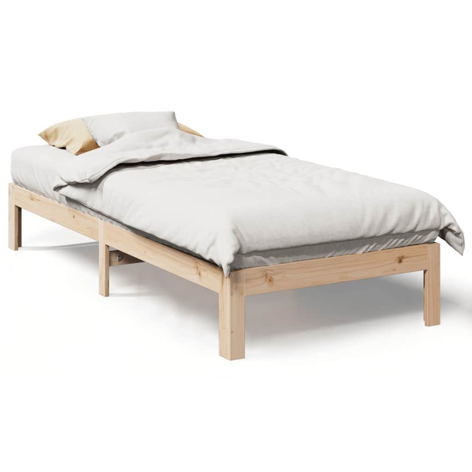 Estructura de cama sin colchón madera maciza de pino 90x200