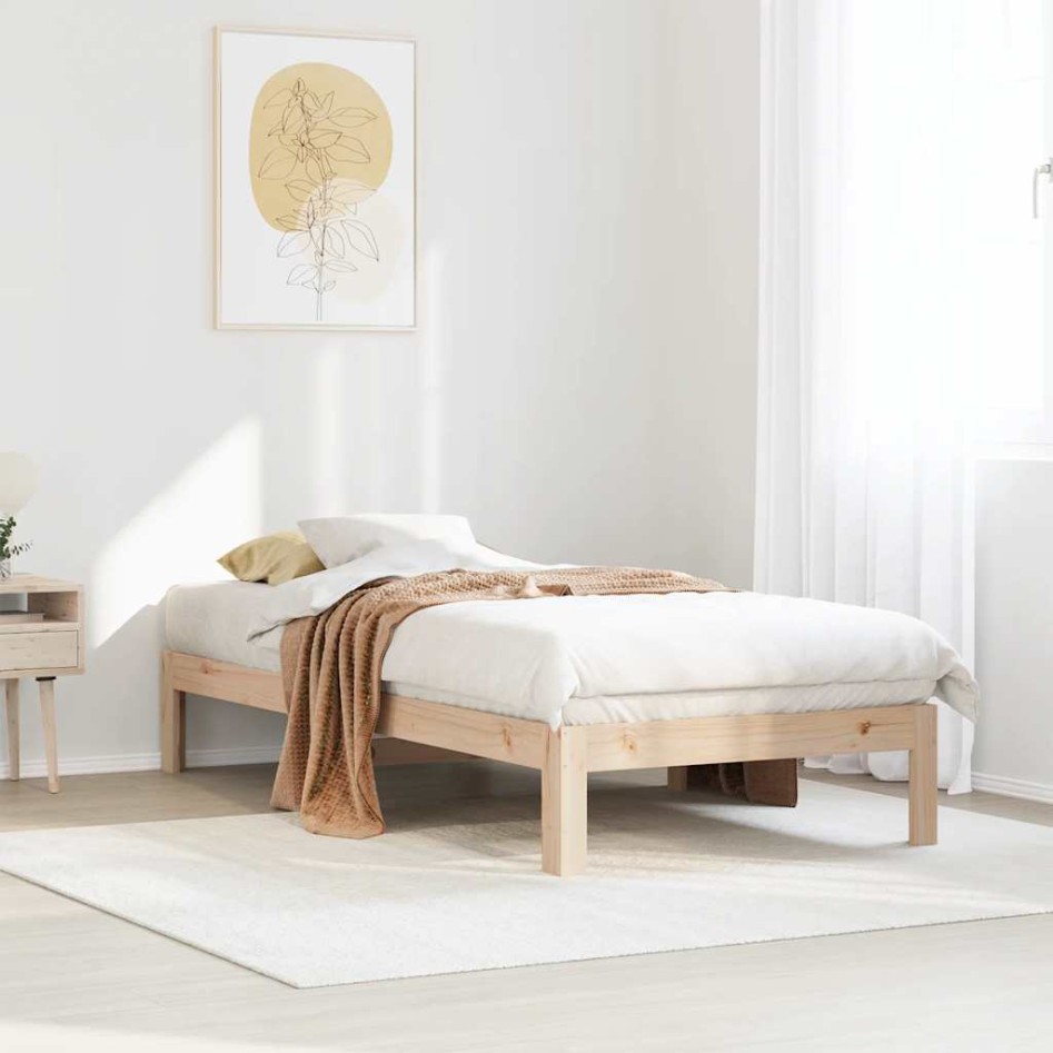 Estructura de cama sin colchón madera maciza de pino 90x200