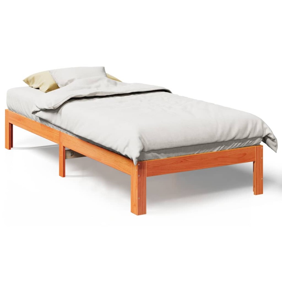 Estructura de cama sin colchón madera de pino marrón 90x200