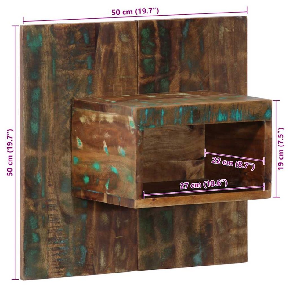 Mesilla de noche multicolor 50x27x50 cm madera maciza