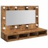 Mueble con espejo y LED madera vieja 90x31,5x62