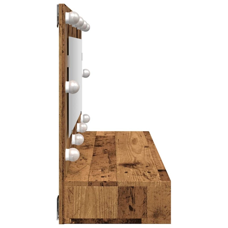 Mueble con espejo y LED madera vieja 90x31,5x62