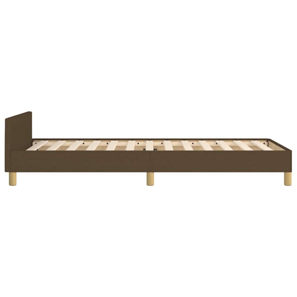 Estructura de cama sin colchón tela marrón oscuro 90x200