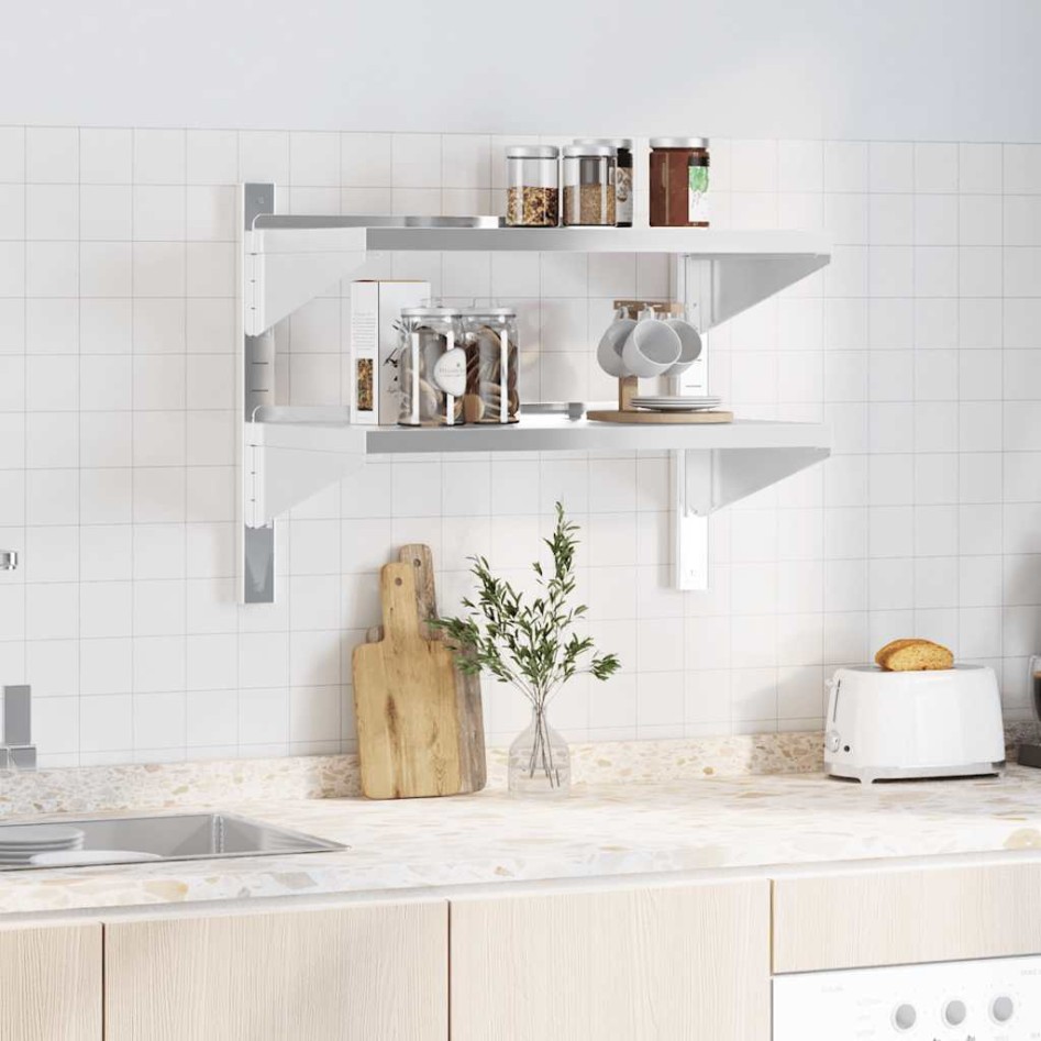 Estante de pared acero inoxidable plateado 75x40x60