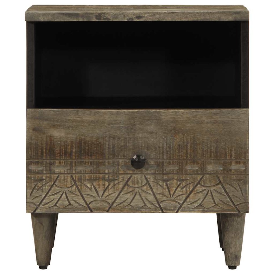 Mesita de noche de madera maciza de mango gris claro