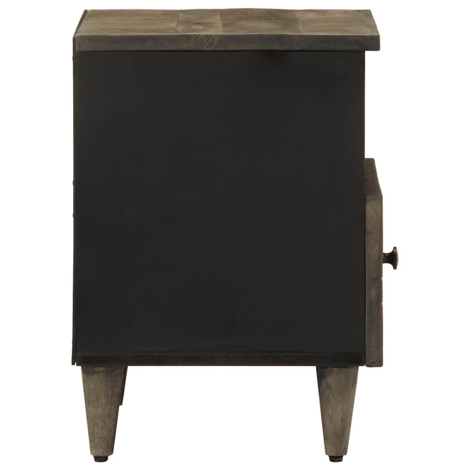 Mesita de noche de madera maciza de mango gris claro