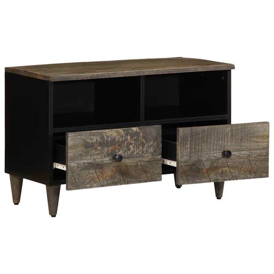 Mueble de TV madera maciza de mango gris claro 70x33,5x46