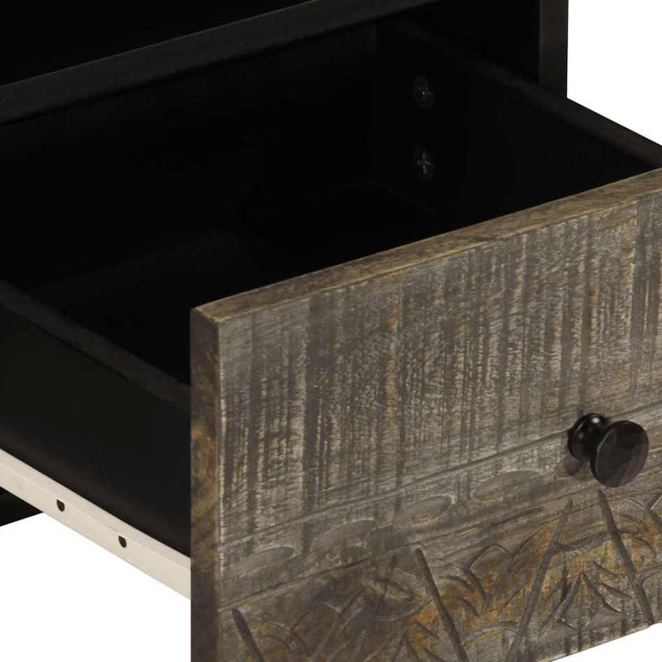 Mueble de TV madera maciza de mango gris claro 70x33,5x46