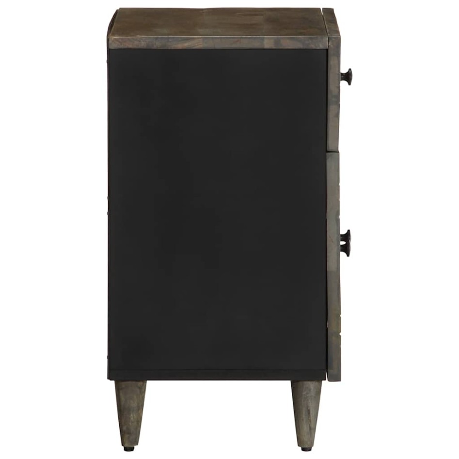 Mesita de noche madera maciza de mango gris claro 50x33x60