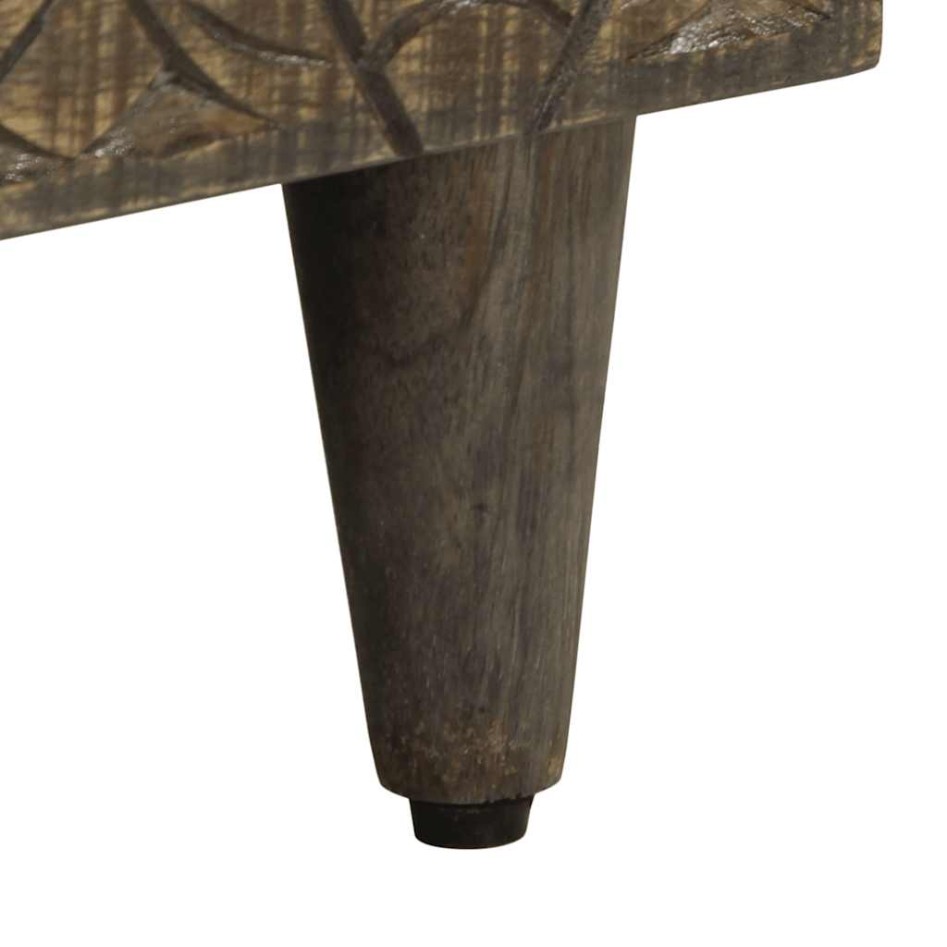 Mesita de noche madera maciza de mango gris claro 50x33x60