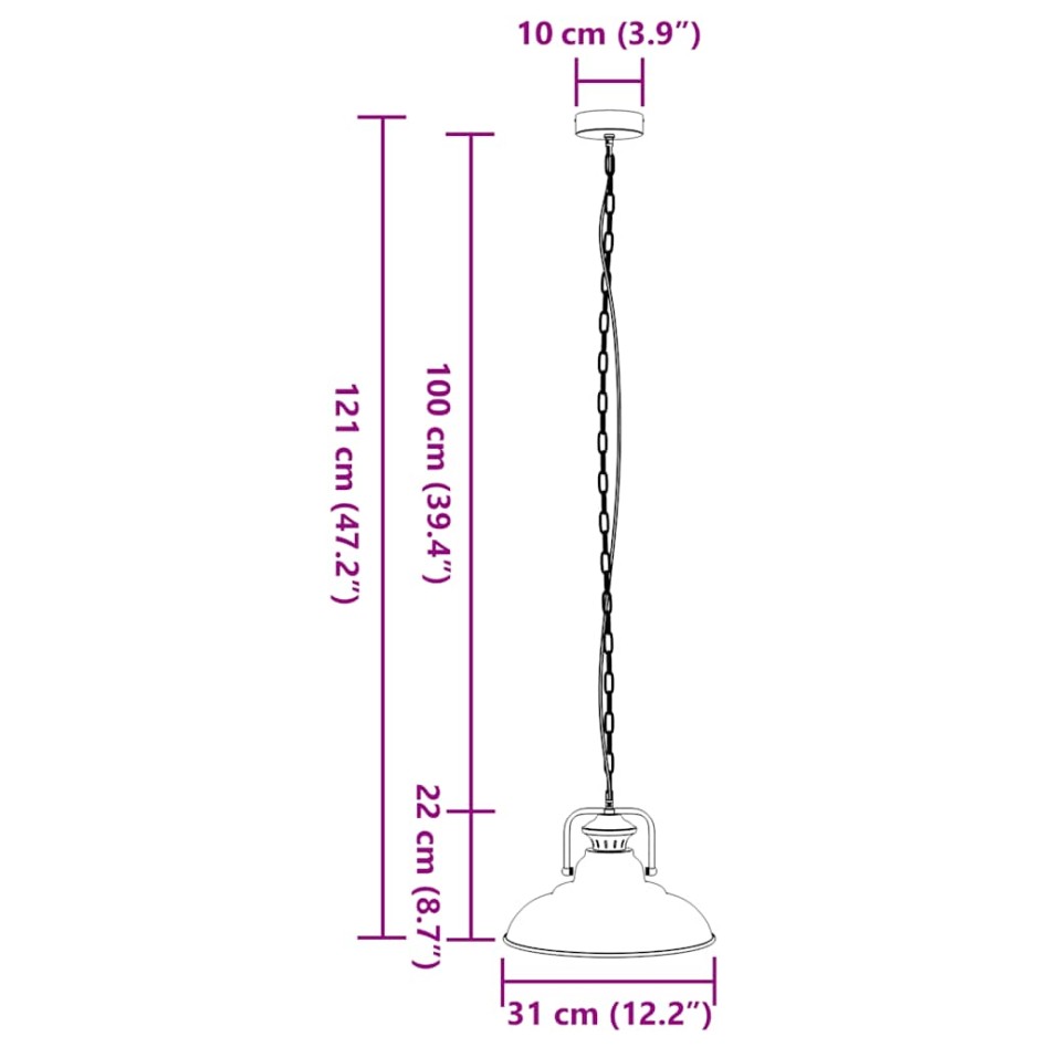 Lámpara colgante E27 negra Ø 31 cm