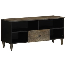 Mueble de TV madera maciza de mango negro 100x33x46