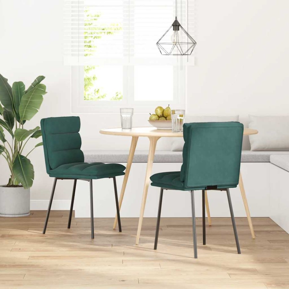 Sillas de comedor 2 unidades terciopelo verde