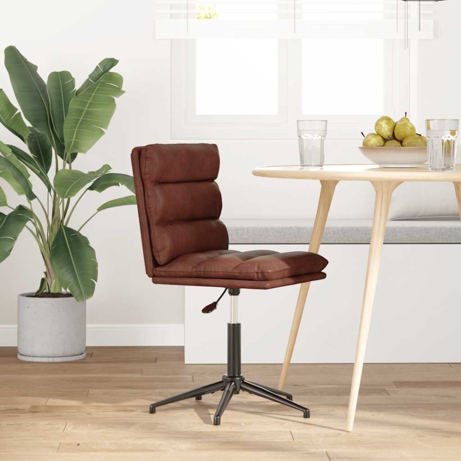 Silla de comedor cuero sintético marrón