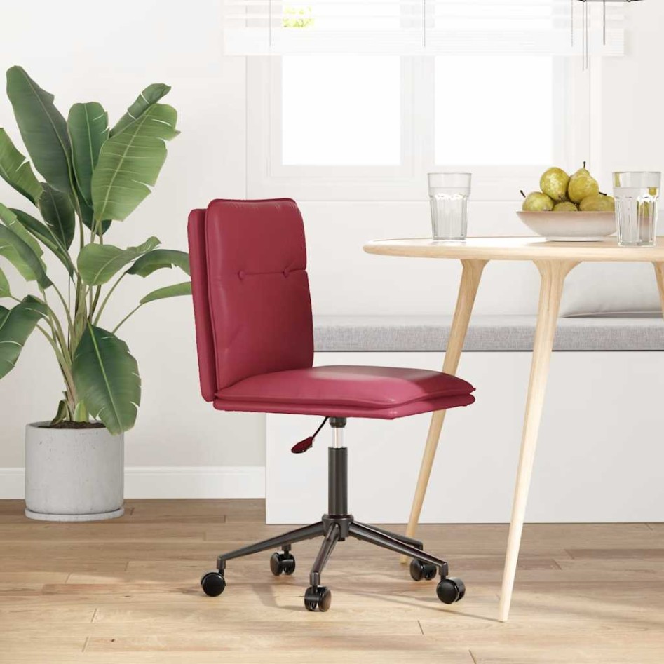 Silla de comedor de cuero sintético rojo