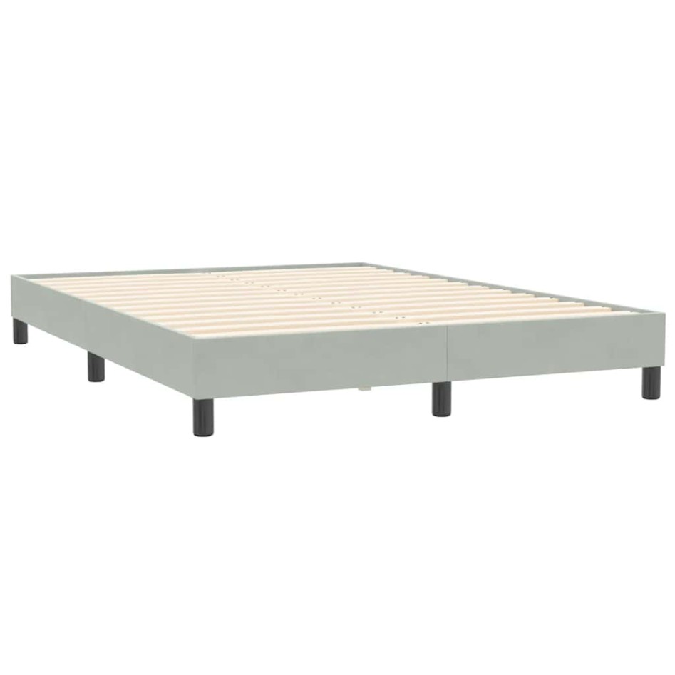 Estructura de cama sin colchón terciopelo gris claro 140x210