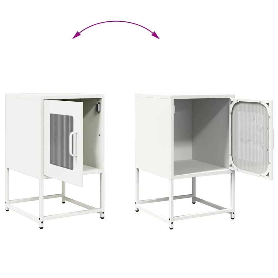 Mesita de noche de acero laminado en frío blanco 36x39x60,5