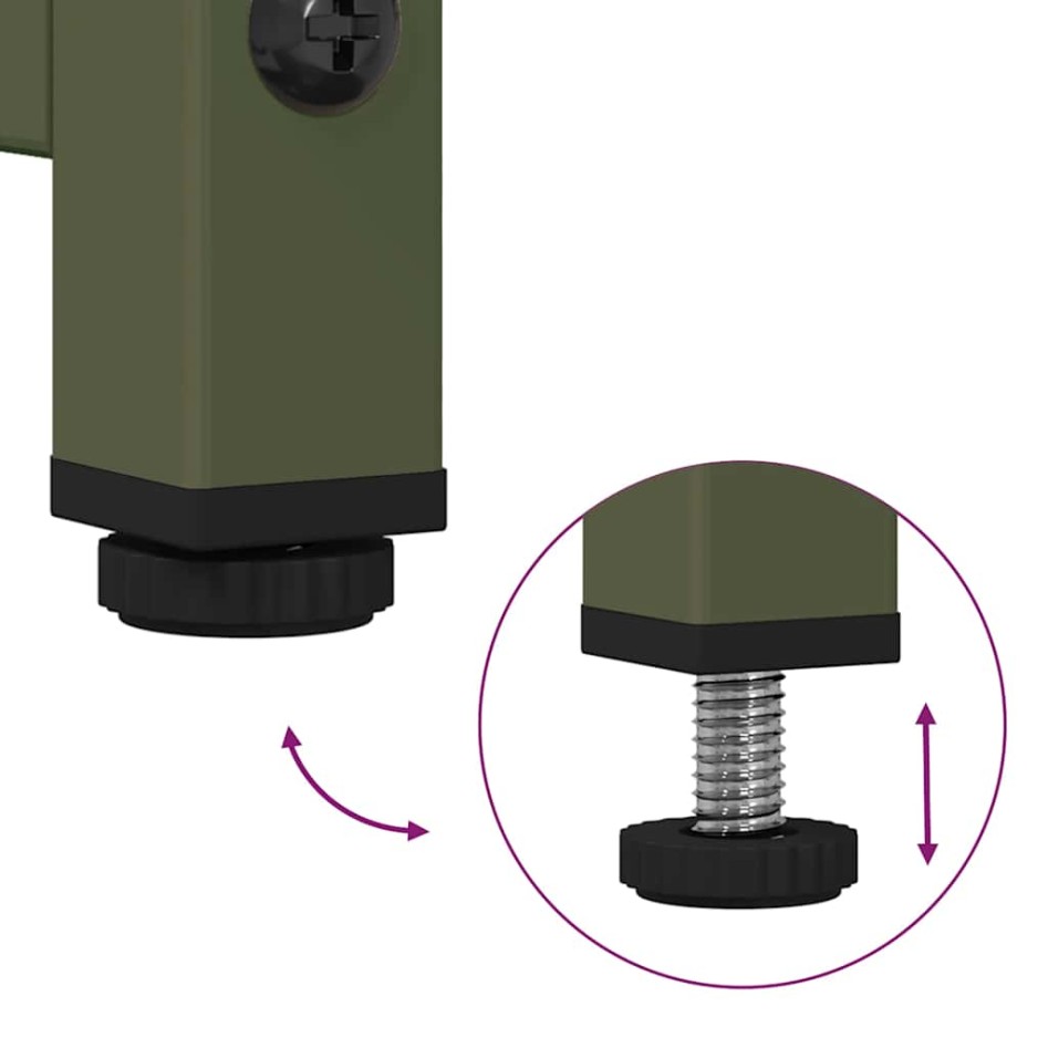 Mesita de noche de acero laminado verde oliva 36x39x78