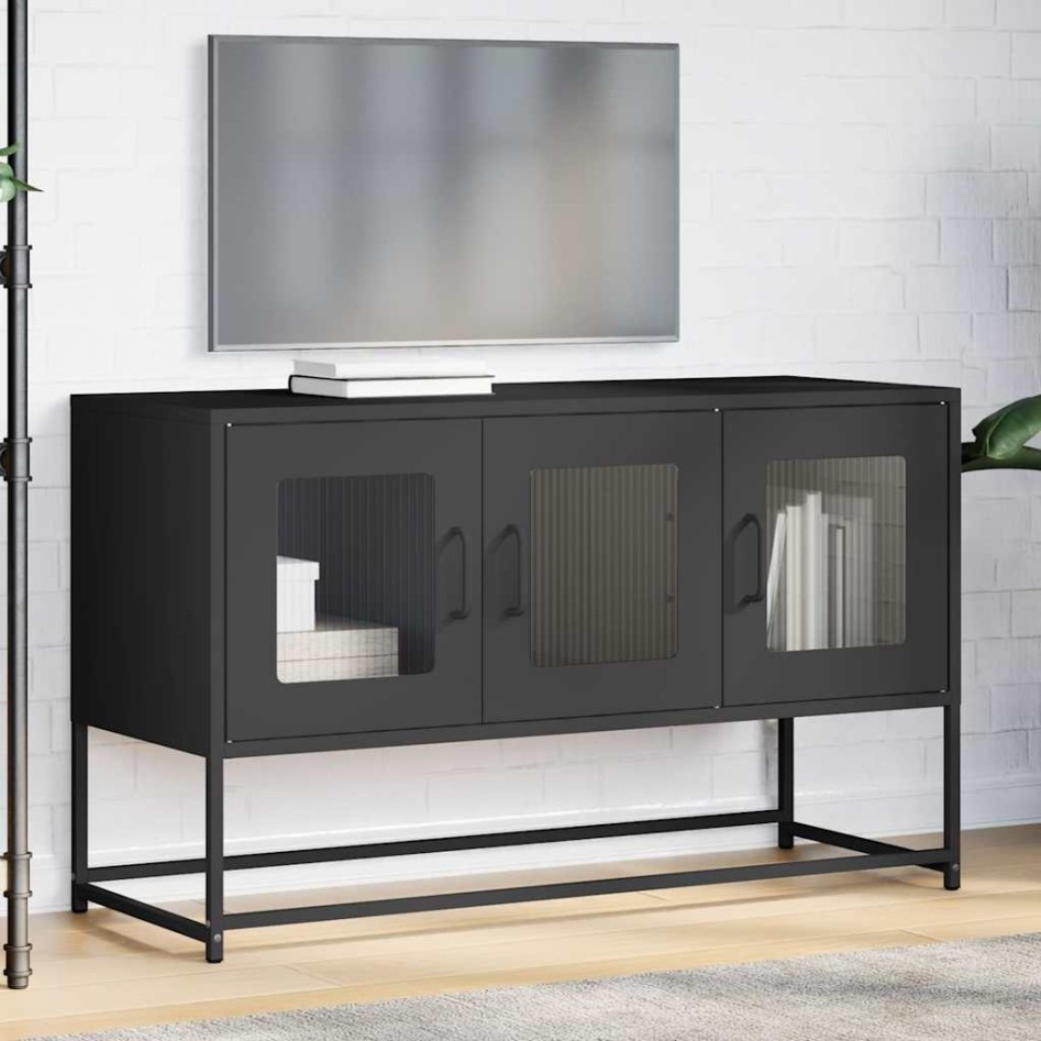 Mueble para TV acero laminado en frío negro 100,5x39x60,5