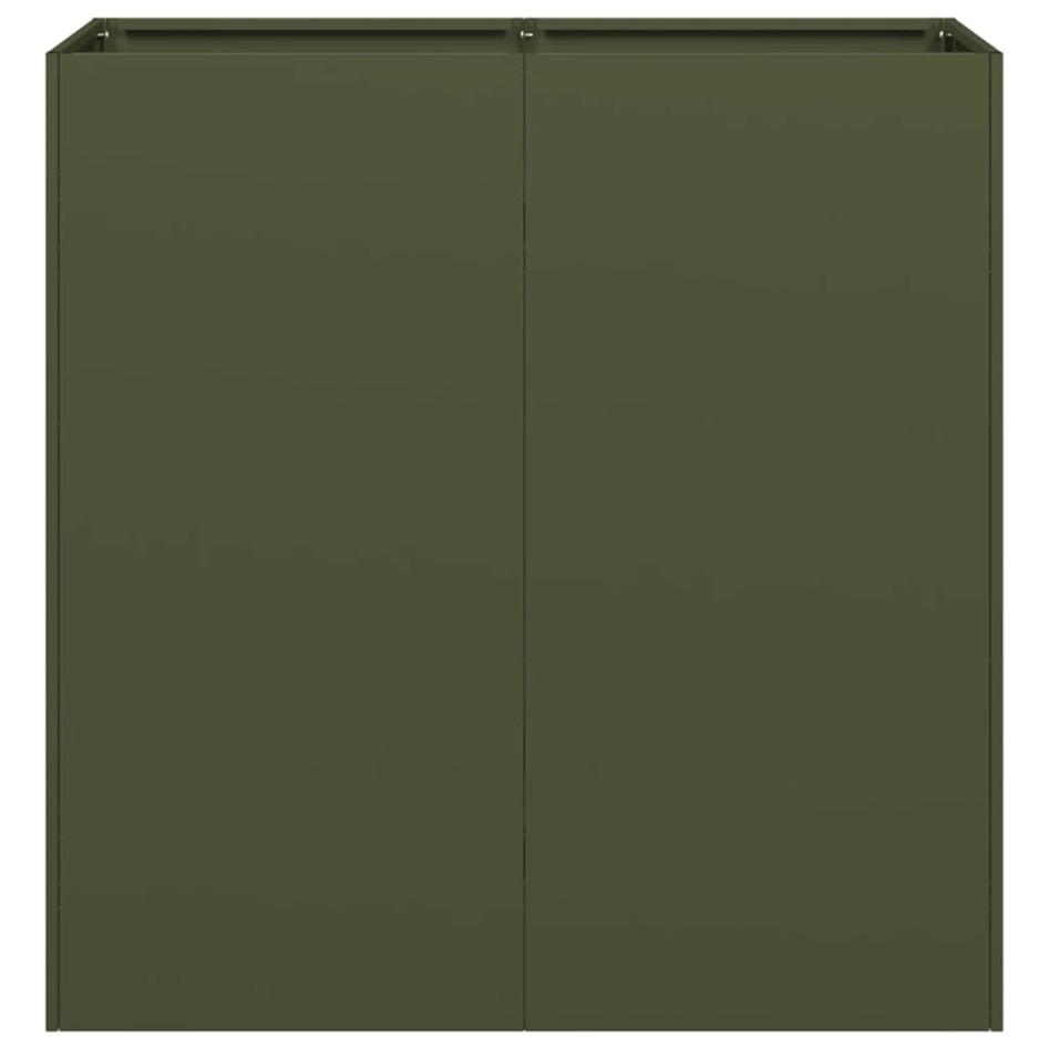 Jardinera de acero laminado en frío verde oliva 80x40x80