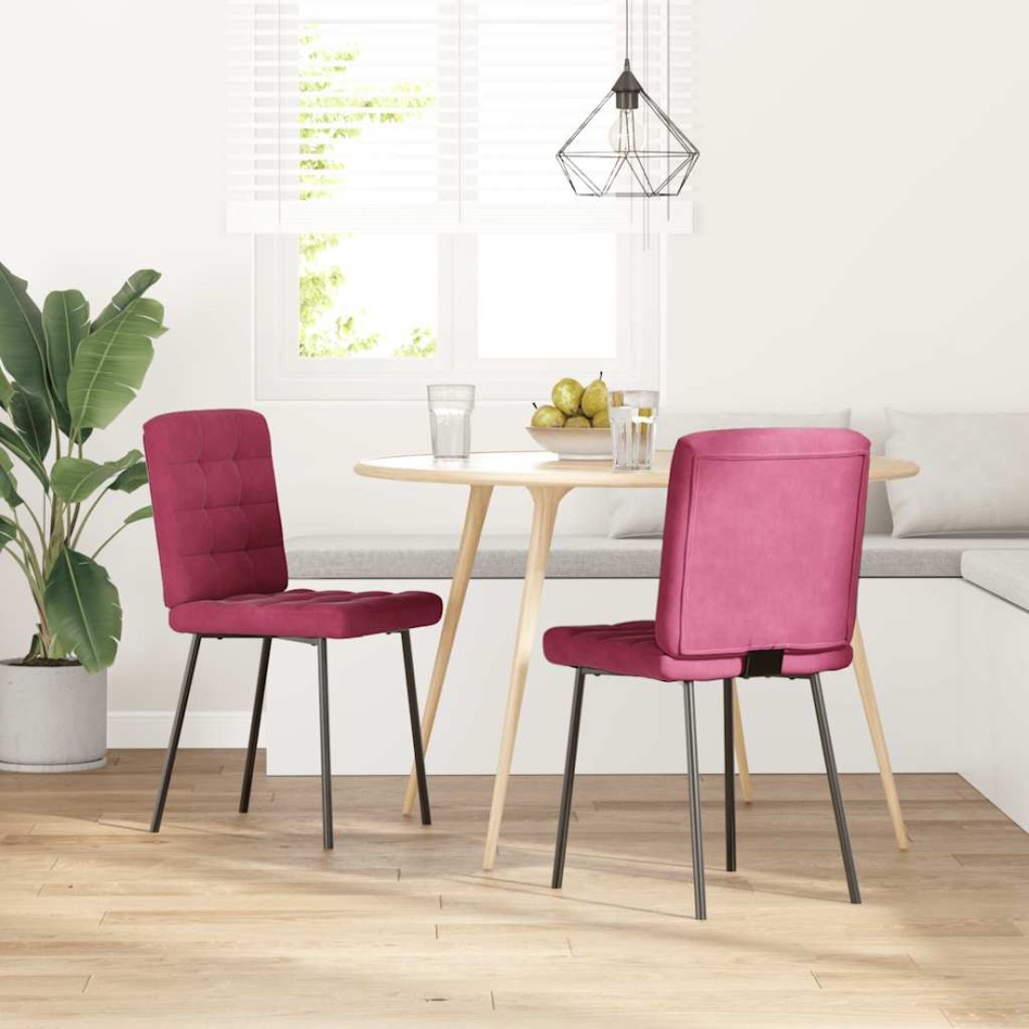 Sillas de comedor 2 unidades terciopelo rojo