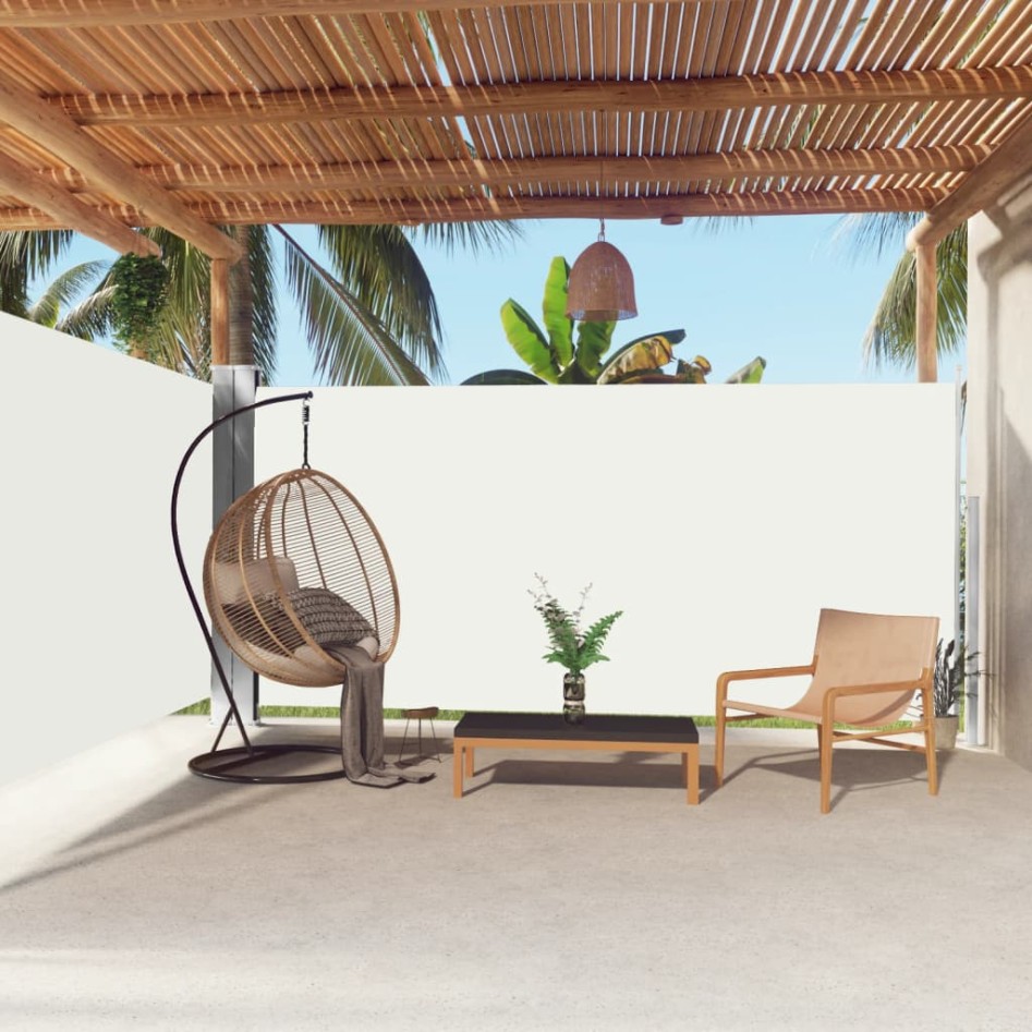 Toldo lateral retráctil color crema 180x600