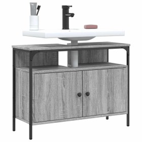 Armario lavabo baño madera ingeniería gris Sonoma 80x30x60