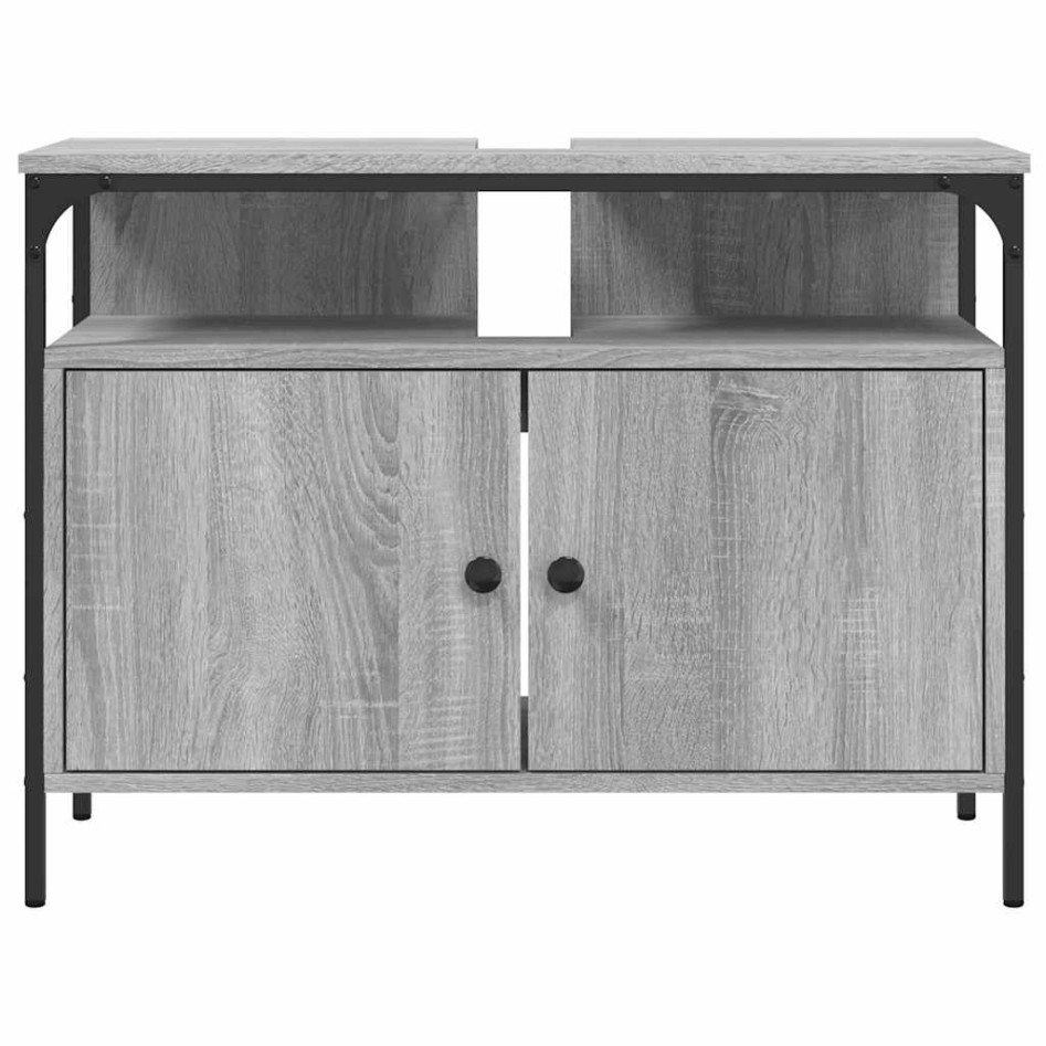 Armario lavabo baño madera ingeniería gris Sonoma 80x30x60