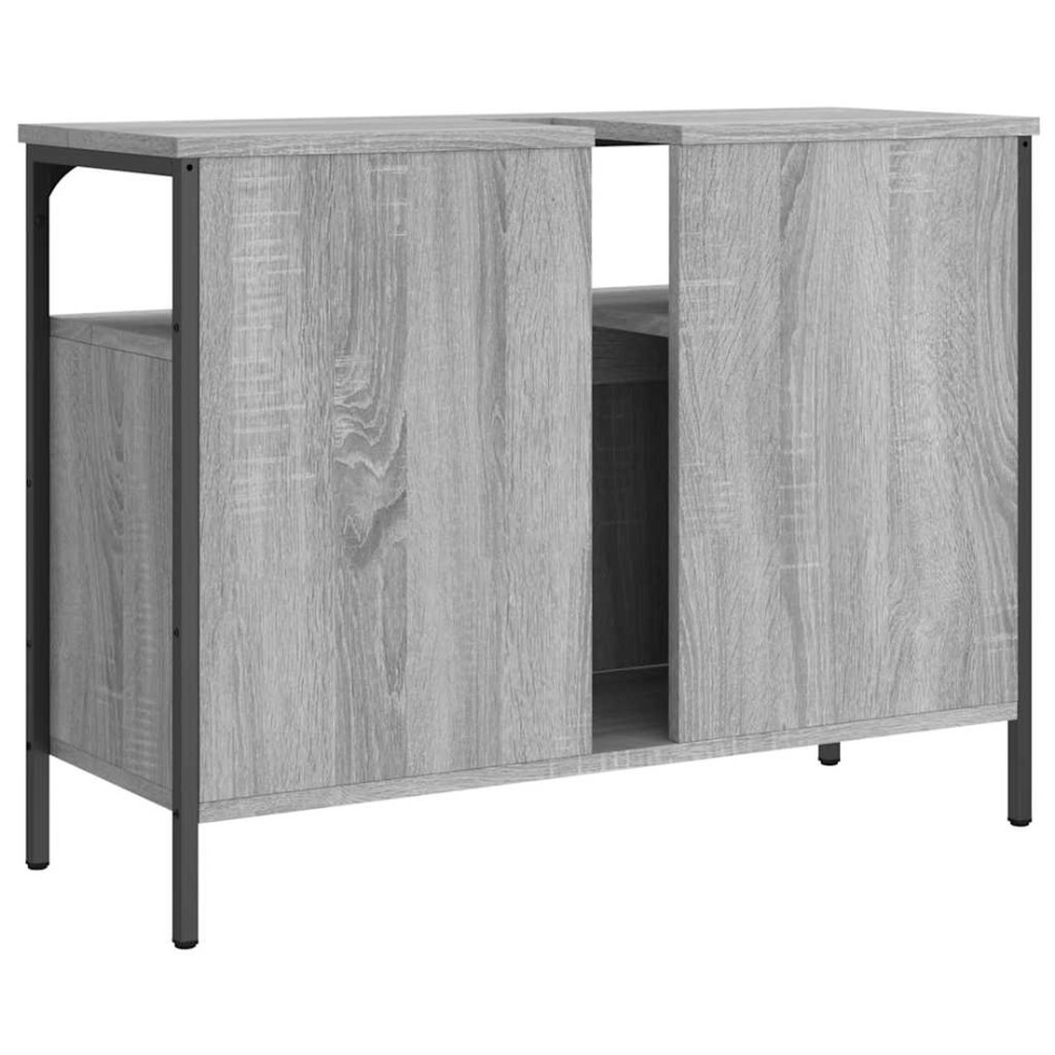 Armario lavabo baño madera ingeniería gris Sonoma 80x30x60