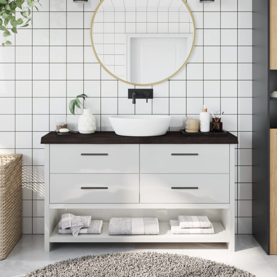 Encimera de baño madera tratada marrón oscuro 120x30x(2-6)