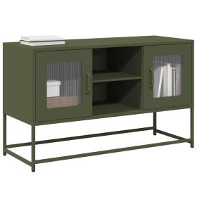 Mueble para TV de acero verde oliva 100,5x39x60,5