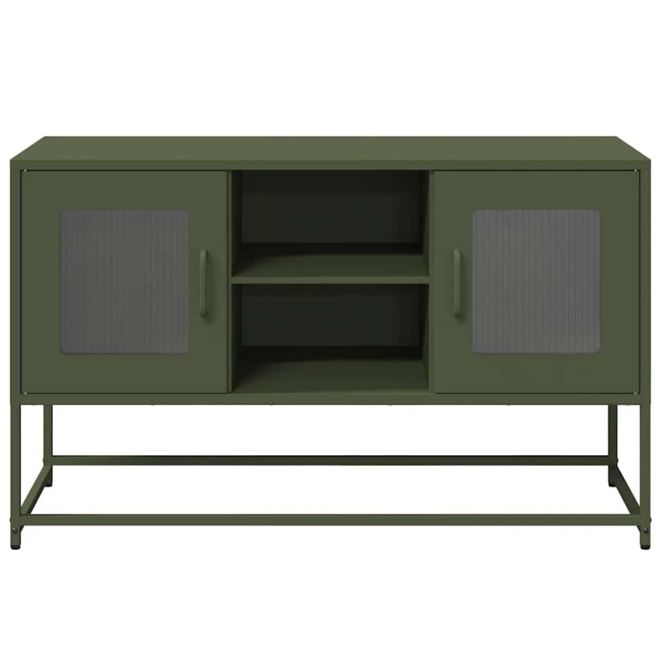 Mueble para TV de acero verde oliva 100,5x39x60,5